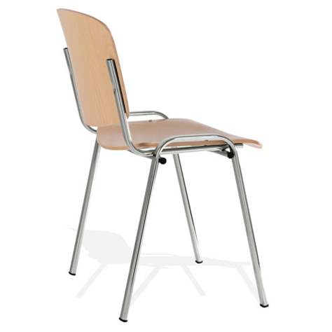Stapelstuhl ISO PLUS mit Holz, Buchen-Dekor, Stahlkonstruktion Chrom - Bild2