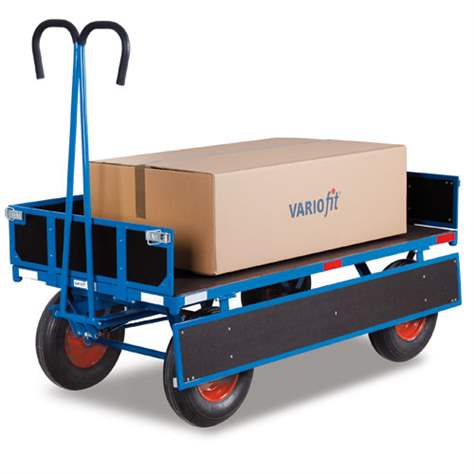 Handpritschenwagen VARIOfit mit 4 Bordwänden (Sperrholz), 2000 x 1000 mm, Tragfähigkeit 1250 kg, Vollgummireifen - Cordes - Bild8