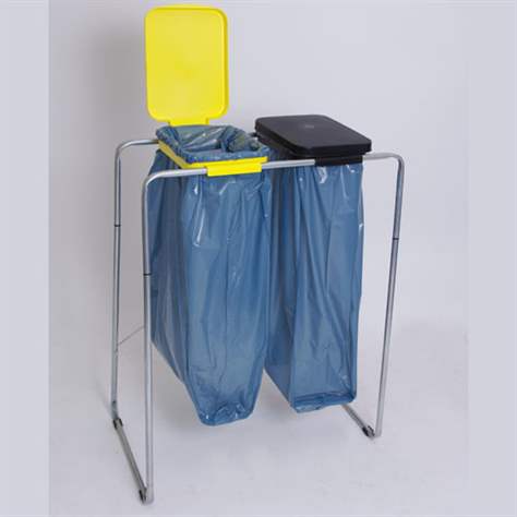 Wertstoffsammler für 2 x 120 l Säcke, verzinkt, Kunststoffdeckel (Gelb, Schwarz)