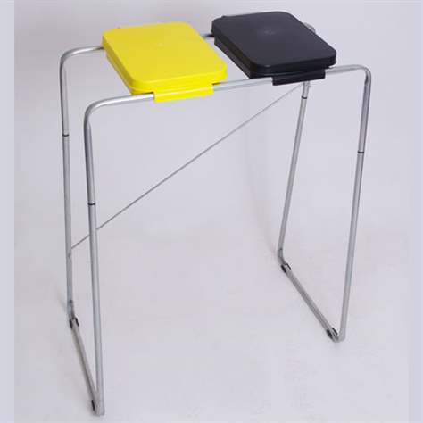 Wertstoffsammler für 2 x 120 l Säcke, verzinkt, Kunststoffdeckel (Gelb, Schwarz) - Bild2