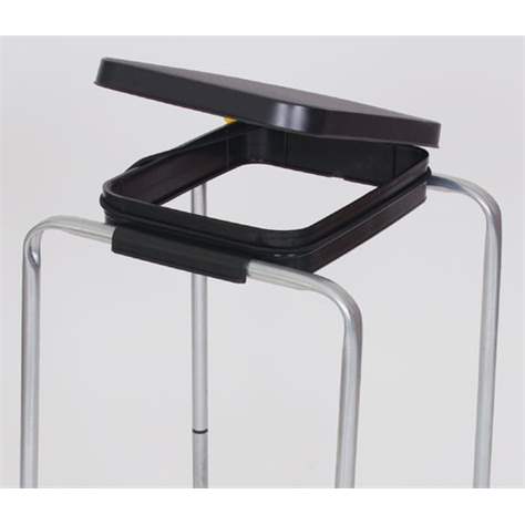 Wertstoffsammler für 1x70 l Säcke, verzinkt, Kunststoffdeckel (Schwarz) - Bild3