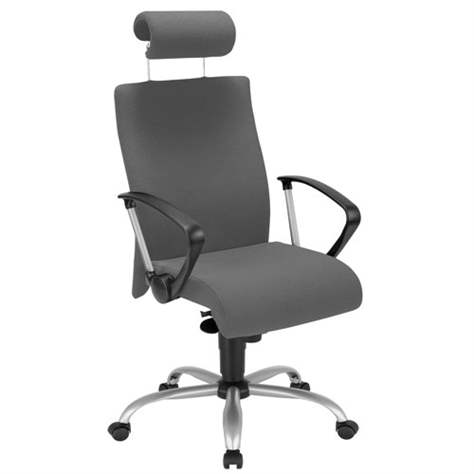 Bürodrehstuhl NEO, mit breitem Sitz und Armlehnen, Kopfstütze, Stahl-Fußkreuz, Bezugsmaterial Lucia hellgrau - Nowy Styl Group