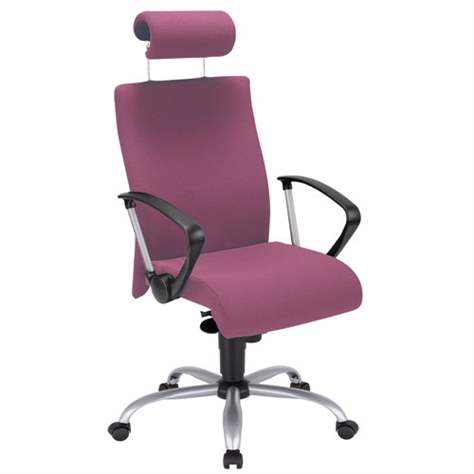 Bürodrehstuhl NEO, mit breitem Sitz und Armlehnen, Kopfstütze, Stahl-Fußkreuz, Bezugsmaterial Lucia hell-lila - Nowy Styl Group