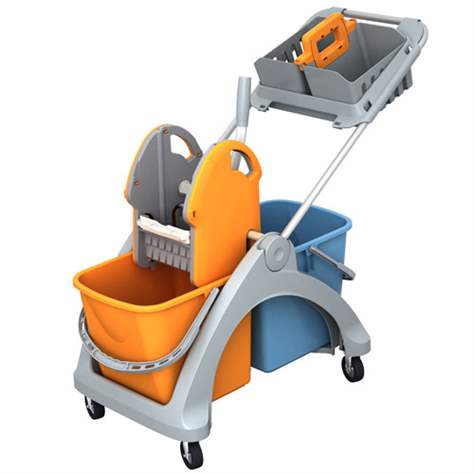 Doppelfahreimer inkl. Profi-Mopp-Presse, Halter für 2 x Utensilienbox