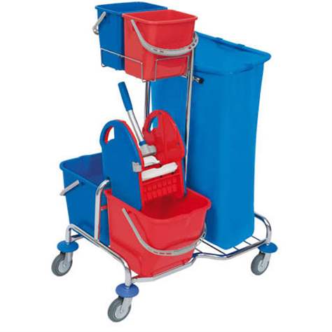 Profi-Reinigungswagen inkl. Profi-Mopp-Presse und Abfallsack-Halterung