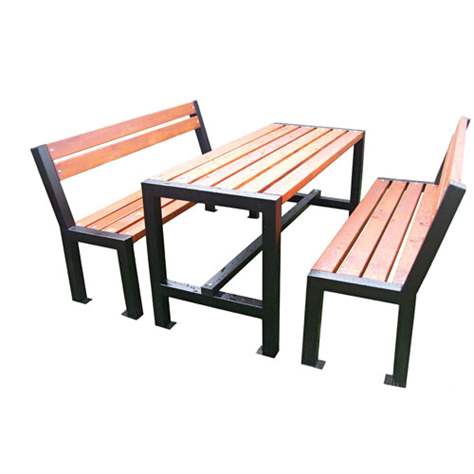 Masă `Toronto` pentru zone de relaxare exterioare, parcuri, structură din oțel cu scânduri din lemn masiv, lungime 1,62 m - imagine2