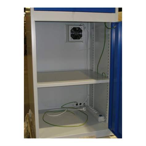 Skříň na PC, provozní model, s vybavením, v x š x h: 1750 x 640 x 630 mm, barva šedá RAL7035 / modrá RAL5010 - Malow - obrázek3