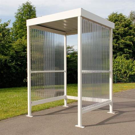 Raucherunterstand, 2 Seitenwände aus gewelltem PVC, Dach aus Trapezblech, H x B x T:  2360x1720x1580 mm - WSM - Walter Solbach Metallbau GmbH - Bild3