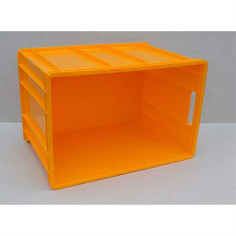 Kunststoff-Stapelbehälter Euro400, 600 x 400 x 410 mm, Wände geschlossen, Farbe orange - Bild3