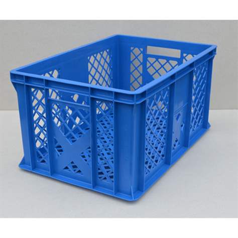 Kunststoff-Stapelbehälter Euro300, 600 x 400 x 300 mm, Wände durchbrochen, Farbe blau. - Bild5