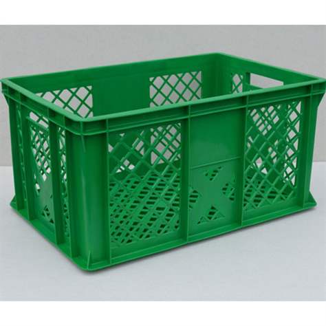 Kunststoff-Stapelbehälter Euro300, 600 x 400 x 300 mm, Wände durchbrochen, Farbe grün.