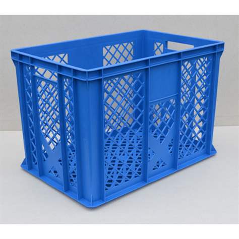 Kunststoff-Stapelbehälter Euro400, 600 x 400 x 410 mm, Wände durchbrochen, Farbe blau