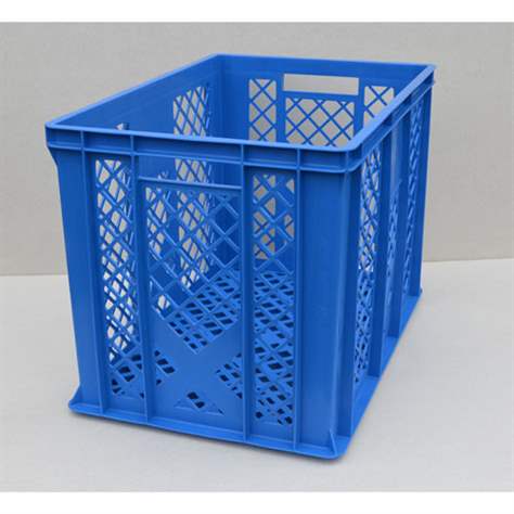 Kunststoff-Stapelbehälter Euro400, 600 x 400 x 410 mm, Wände durchbrochen, Farbe blau - Bild5