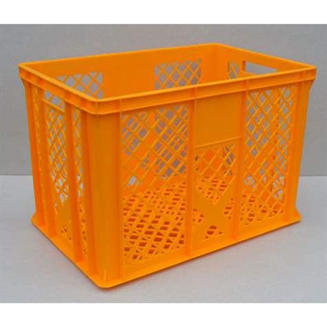 Kunststoff-Stapelbehälter Euro400, 600 x 400 x 410 mm, Wände durchbrochen, Farbe orange