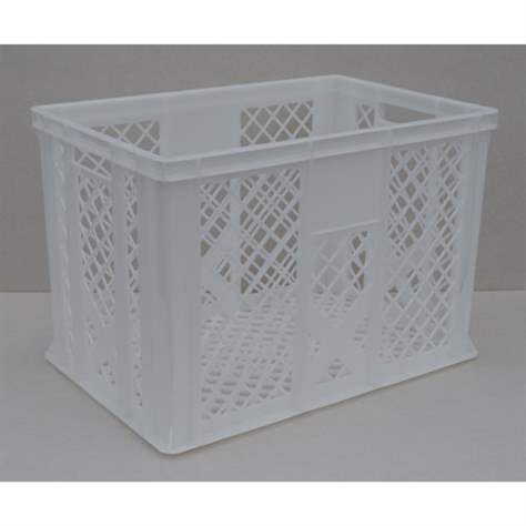 Kunststoff-Stapelbehälter Euro400, 600 x 400 x 410 mm, Wände durchbrochen, Farbe weiß