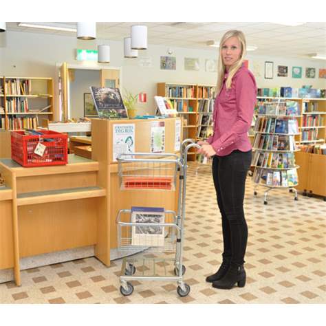 Büro-Korbwagen, galvanisch verzinkt, 2 Körbe, HxBxL: 1090x385x660 mm - Konga Mekaniska Verkstad AB - Bild2