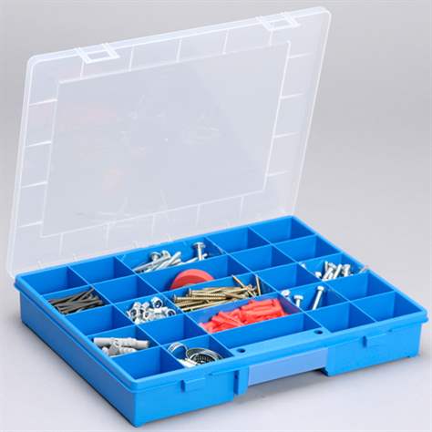 Kleinteile-Sortimentskoffer 370 x 295 x 60 mm, blau, 25 feste Fächer, VE 6 Stk. - Bild2