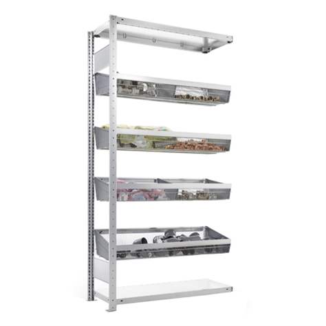 Regal CLIP, 4 Drahtkörbe-Etagen mit Tragfähigkeit 100 kg, HxBxT: 2000x1000x400 mm, Anbauregal - META Skladovací technika