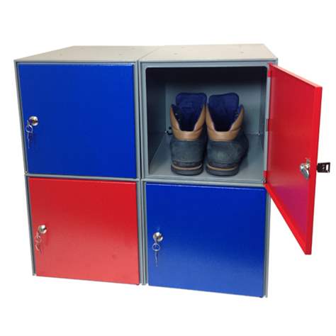 Metall-Minibox, HxBxT: 295x295x395 mm, Korpusfarbe grau RAL7037/ Türfarbe blau RAL5010 - Bild2