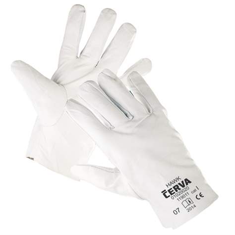 Arbeitshandschuhe HAWK aus feinem Ziegenleder, weiß, Gr. 11