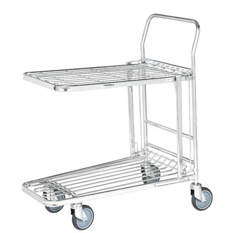 Coș cumpărături tip cărucior platformă, zincat, platformă suplimentară rabatabiă în partea de superioară, cap. port. 300 kg, L x l: 860x530mm - Konga Mekaniska Verkstad AB