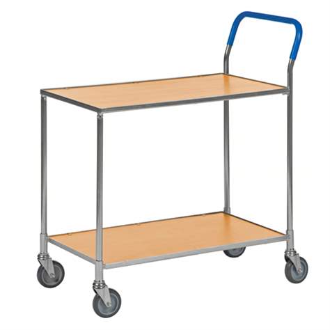 Tischwagen, galvanisch verzinkt, 2 Etagen Farbe Buche, Tragfähigkeit 150 kg, LxBxH: 850x435x950 mm - Konga Mekaniska Verkstad AB