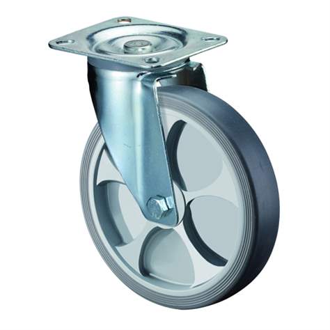 Industrie Lenkrolle mit Thermoplastischen Gumireifen, Kugellager, Durchm. 200 mm