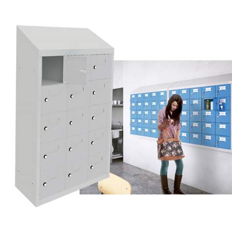 Minibox, 15 Fächer, Volltür, Gesamtmaße (HxBxT): 1090x620x300 mm, Farbe Lichtgrau RAL7035 - Malow