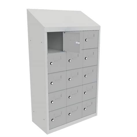 Minibox, 10 Fächer, Volltür, Gesamtmaße (HxBxT): 1090x430x300 mm, Farbe Lichtgrau RAL7035 - Malow - Bild3