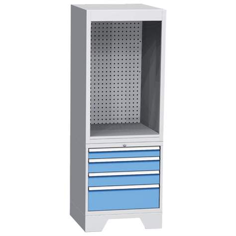 Kontrolní pracoviště š x h x v: 720x700x2010 mm, 4x zásuvka, šedá RAL7035 - Kovos Verneřice