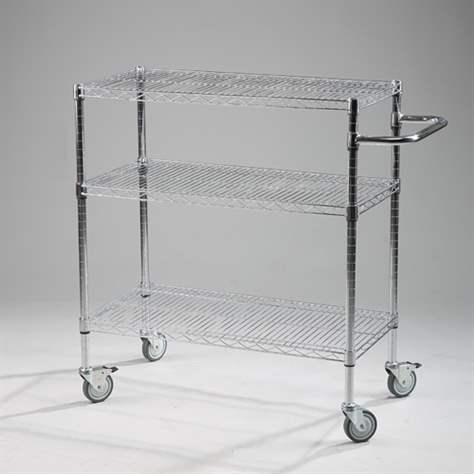 Servierwagen, verchromt, hygienisch, 3 Fachböden, HxBxL: 1010x460x920 mm, Traglast 200 kg - Bild5