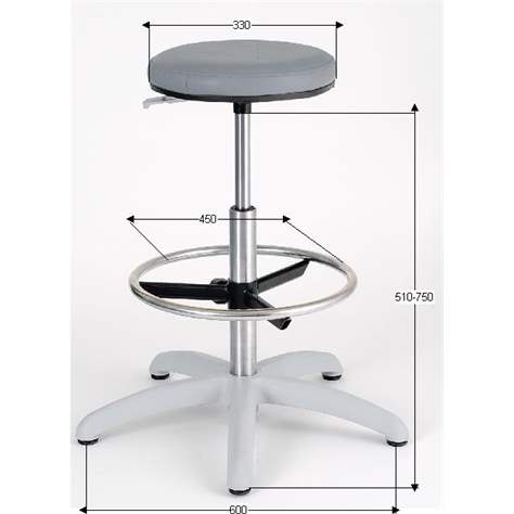 Labor-Arbeitshocker mit Fußring und Bodengleitern