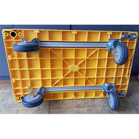 Plošinový vozík se sklopným madlem, ložná plocha z plastu d x š: 610x400 mm, barva žluto-černá - obrázek6