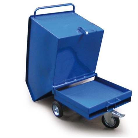 Kippbarer Blechkastenwagen für Industrieabfälle mit Staplertaschen, Inhalt 600 l, Farbe Grün RAL6029 - Bild2