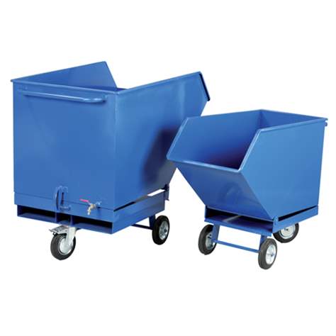 Kippbarer Blechkastenwagen für Industrieabfälle mit Staplertaschen, Doppelboden und Auslasshahn, Inhalt 250 l, Farbe Rot RAL3000 - Bild2