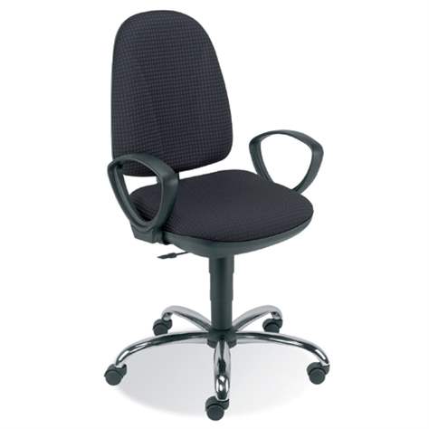 Bürodrehstuhl PEGAZ, ergonomisch, mit Armlehnen, Fußkreuz verchromt, Bezugsmaterial Basic - schwarz - Nowy Styl Group