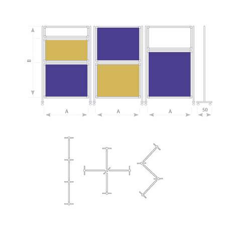 Säule für Präsentationstafeln, T-Stahlprofil, Lichtgrau lackiert, Höhe 160 cm, 1 Stück - Bild4