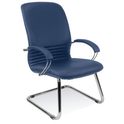 Besucher-Sessel MIRAGE, mit Armlehnen, Stahlrahmen verchromt, Lederbezug - blau - Nowy Styl Group