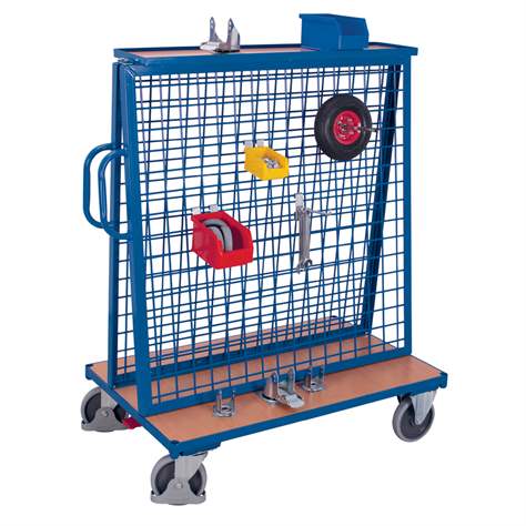 Werkstückwagen VARIOfit mit Drahtgitter und Fachboden, 1200 x 800 mm, Tragfähigkeit 500 kg - Cordes