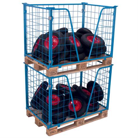 Gitter-Aufsatzrahmen, offene Längsseite, Höhe 800 mm, für Palette 1200x1000 mm, blau - Cordes - Bild2