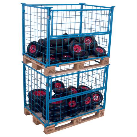 Aufsatzrahmen mit Klappe, Höhe 1600 mm, für Palette 1200x1000 mm, blau - Cordes - Bild3