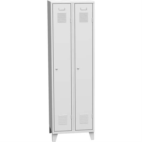 Dulap metalic pentru vestiar, sudat, 2 x 300 mm, uși gri RAL7035, cu picioare - Kovos Verneřice