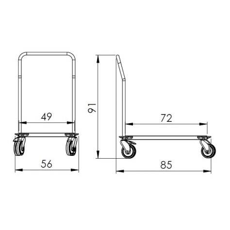 Edelstahl-Plattformwagen, HxLxB: 910x820x560 mm - Bild2