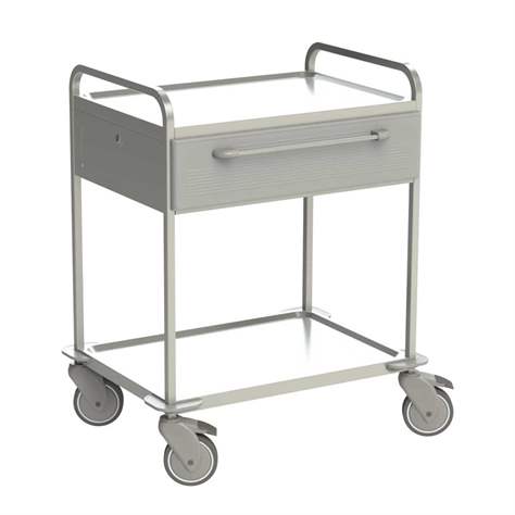 Cărucior cu polițe și sertare din oțel inoxidabil, 2 polițe, 1 sertar in culoare gri, HxLxl: 920x760x560 mm