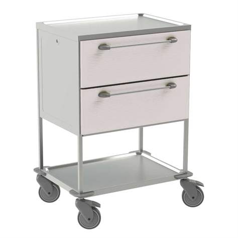 Cărucior cu polițe și sertare din oțel inoxidabil, 2 polițe, 2 sertare in culoare albă, HxLxl: 1040x760x560 mm