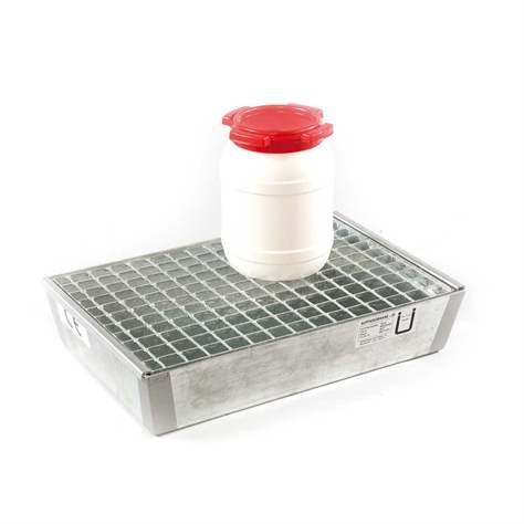 Paletová záchytná vana (StawaR), pozinkovaná, s roštem, záchytný objem 20l, 600x400 mm