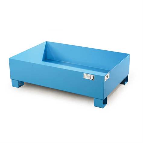 Stahl-Auffangwanne mit Zulassung, ohne Gitterrost, Auffangvolumen 224l, LxBxH: 1200x800x360 mm