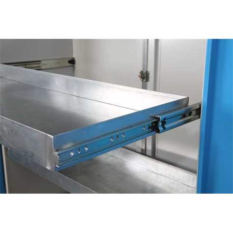 Skříň pro chemikálie, 3 výsuvné vanové police + spodní záchytná vana, š x h x v: 1200x500x1950 mm, dveře žluté RAL1023 - obrázek3