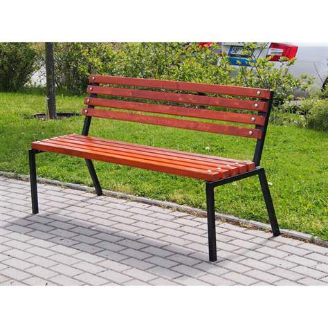 Parková lavica Regina stohovateľná, oceľová konštrukcia s drevenými latami odtieň mahagon, dľžka 1,50 m - obrázok3