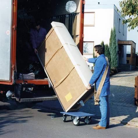 Möbelroller 600x350 mm, Tragfähigkeit 300 kg, Sperrholzplatte, Vollgummi-Räder 100 mm - Cordes - Bild2